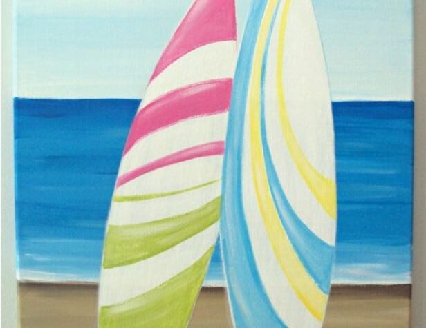 acrylic painting surfboard art