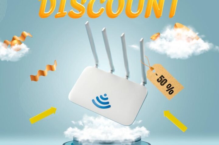 Discount on wi-fi router on podium