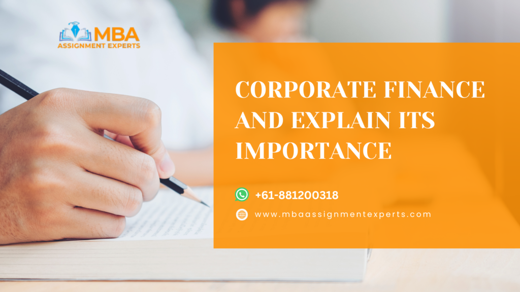 corporate finance and explain its importance